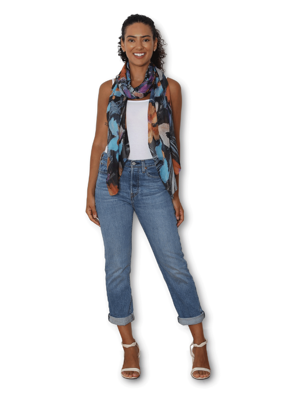 The Artists Label Night Flowers Wool Scarf