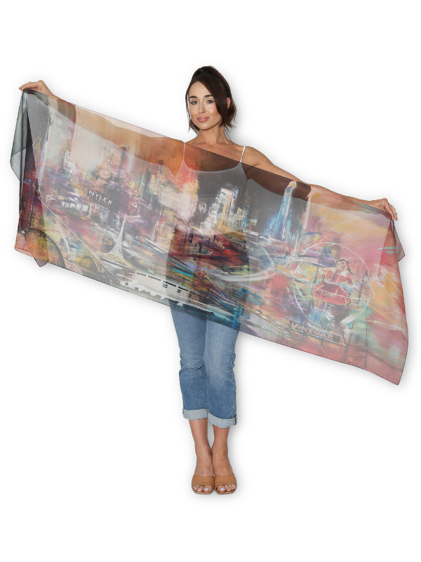 The Artists Label Panorama Dancing Lights of Melbourne Viscose Modal Scarf