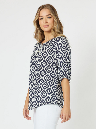 Threadz Diamond Tunic Top Marine Side