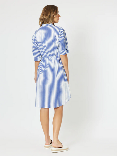 Threadz Summer Stripe Dress Blue Back