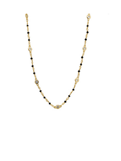 Tiger Tree Black Mona Beaded Necklace Gold