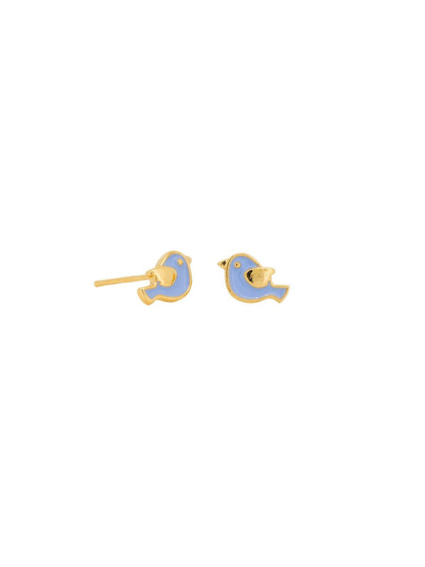 Tiger Tree Blue Bird Studs Gold
