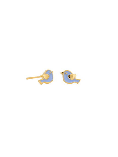 Tiger Tree Blue Bird Studs Gold
