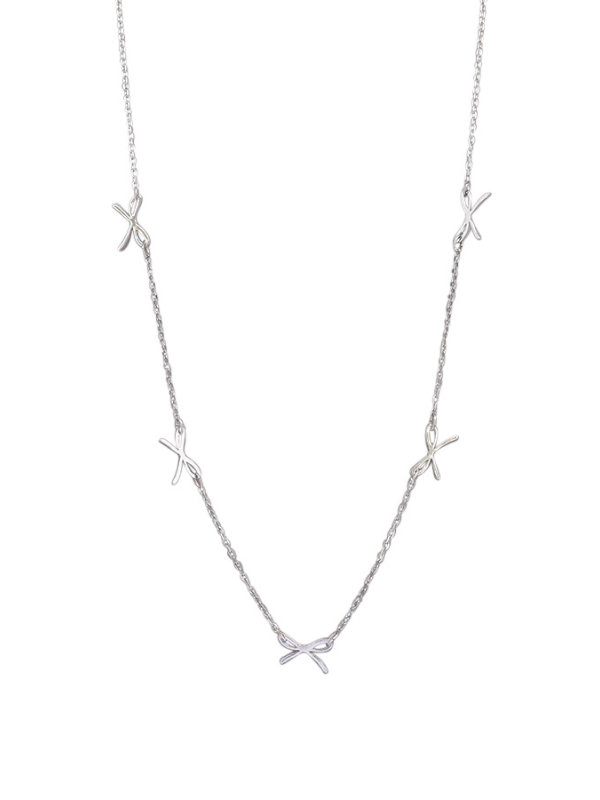 Tiger Tree Bow Chain Necklace Silver