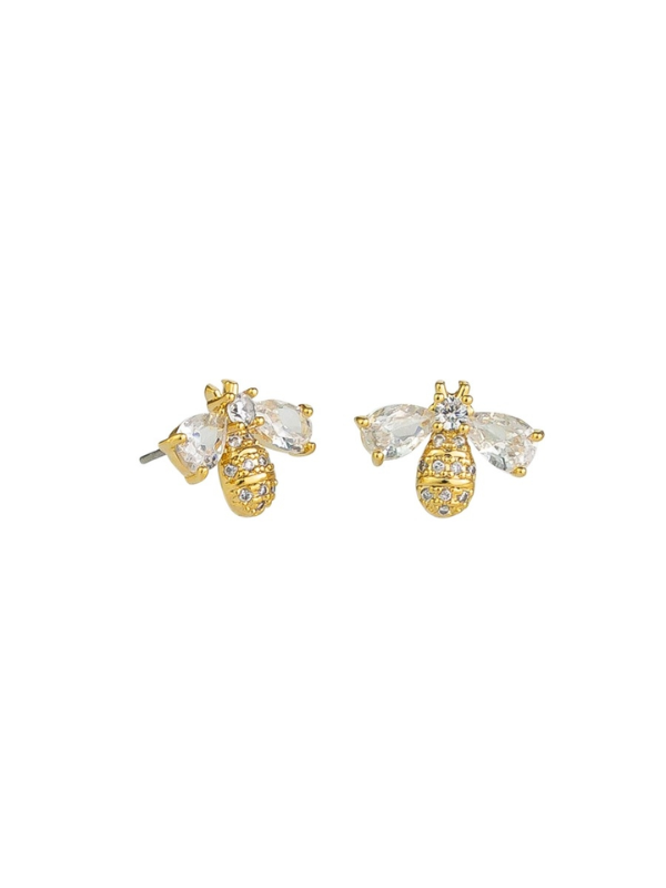 Tiger Tree Crystal Bee Studs Gold