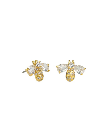 Tiger Tree Crystal Bee Studs Gold