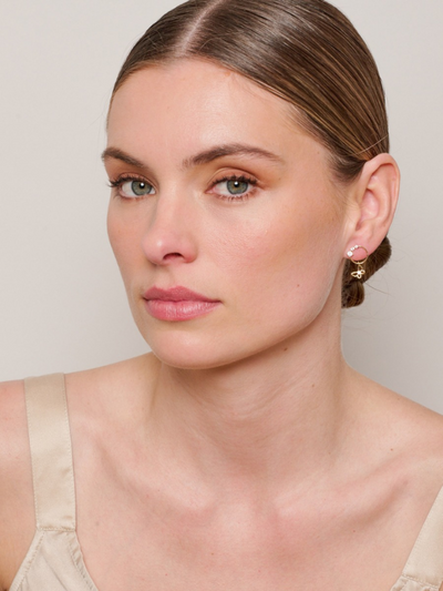 Tiger Tree Crystal Butterfly on Ring Earrings Gold