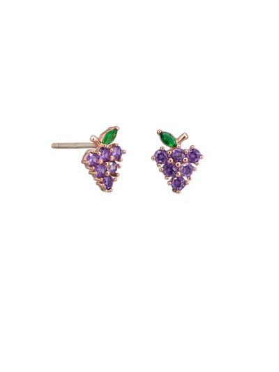 Tiger Tree Crystal Grape Studs Rose Gold