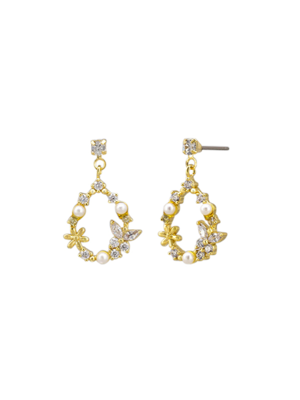 Tiger Tree Crystal Livia Earrings Gold