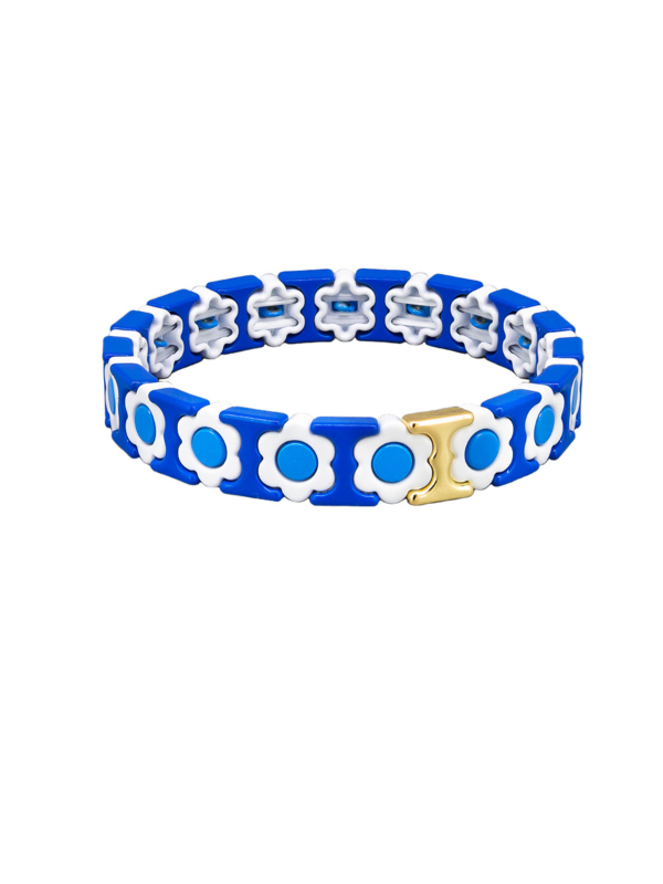 Tiger Tree Daisy Tile Bracelet Blue & Gold