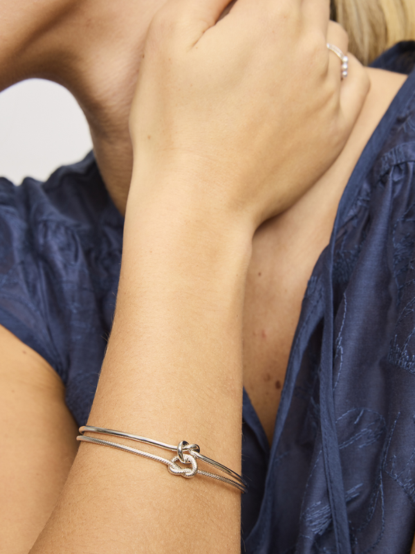 Tiger Tree Double Knot Bangle Silver
