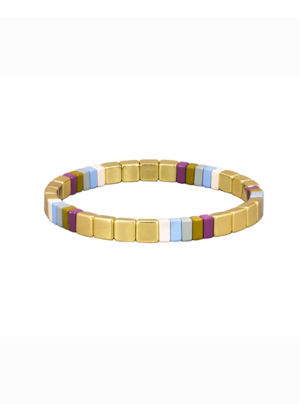 Tiger Tree Earth Square Tile Bracelet Gold