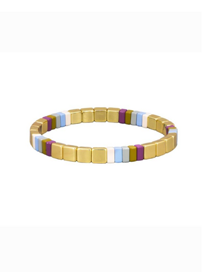 Tiger Tree Earth Square Tile Bracelet Gold