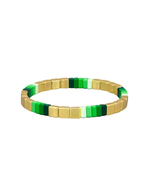 Tiger Tree Greens Square Tile Bracelet Gold