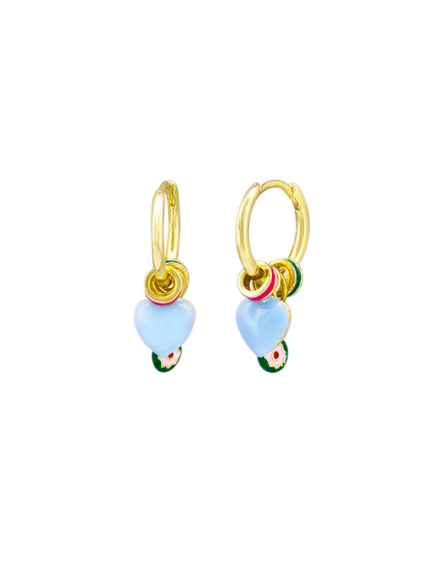 Tiger Tree Heart & Charms Huggies Blue & Gold