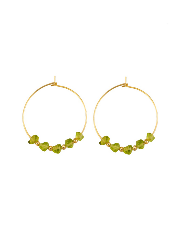 Tiger Tree Olive Stone Hoops Gold