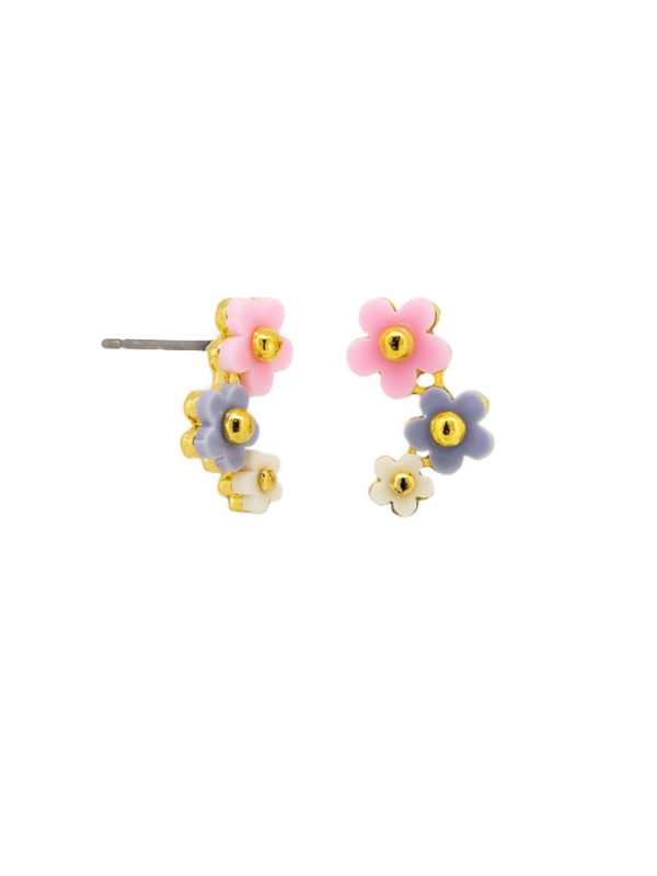 Tiger Tree Pastel Daisy Trio Earrings Gold