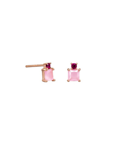 Tiger Tree Rose Quartz Juno Studs Rose Gold