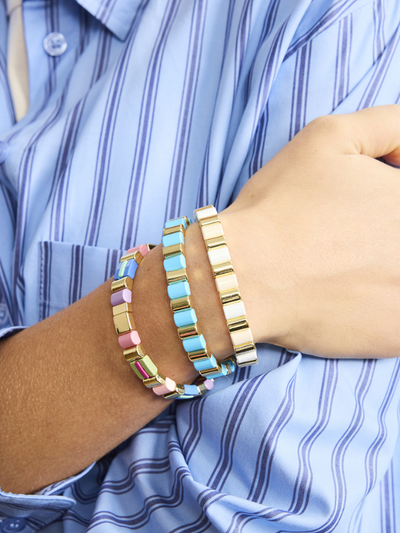 Tiger Tree Scalloped Tile Bracelet Blue & Gold