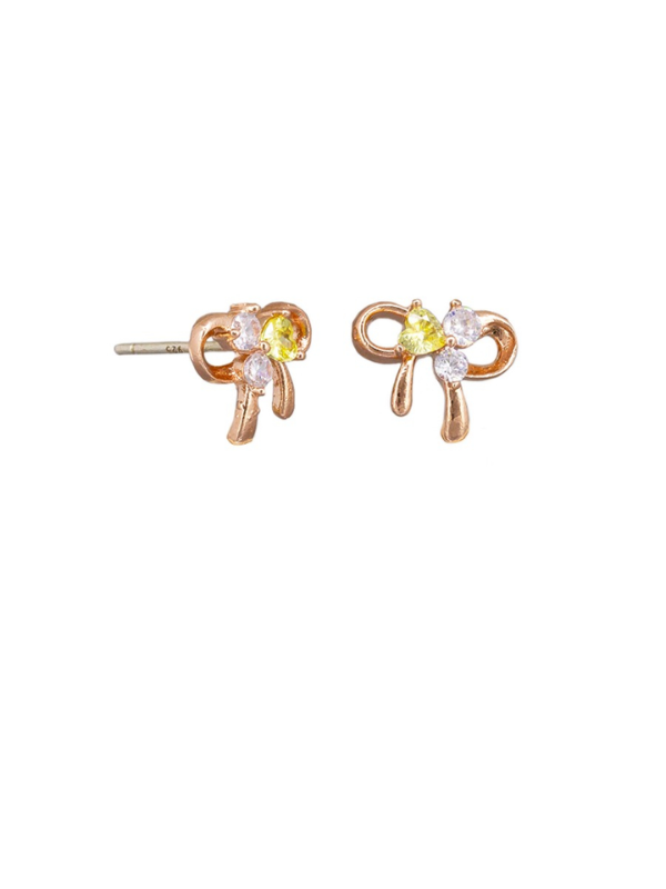 Tiger Tree Small Crystal Bow Earrings Rose Gold