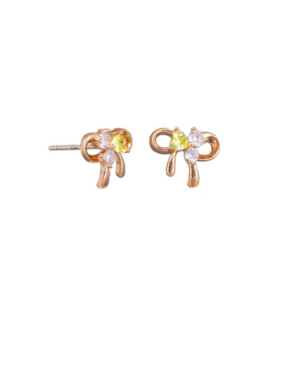 Tiger Tree Small Crystal Bow Earrings Rose Gold