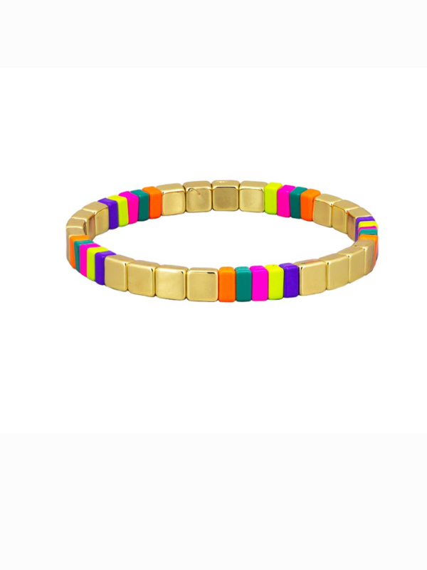 Tiger Tree Square Tile Bracelet Brights & Gold