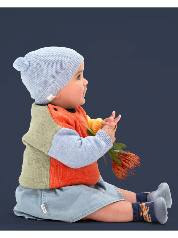 Toshi Snowy Organic Baby Beanie Bluebird