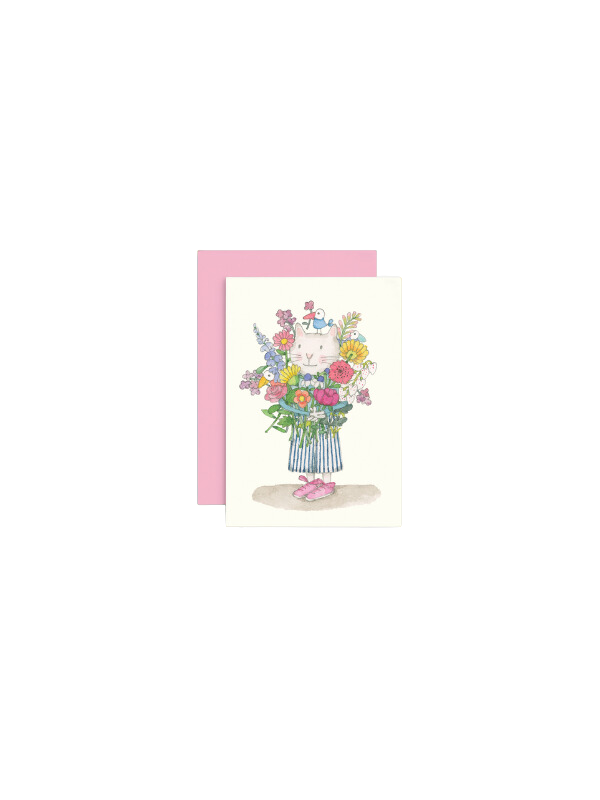 Twigseeds Mini Cat With Flowers Card