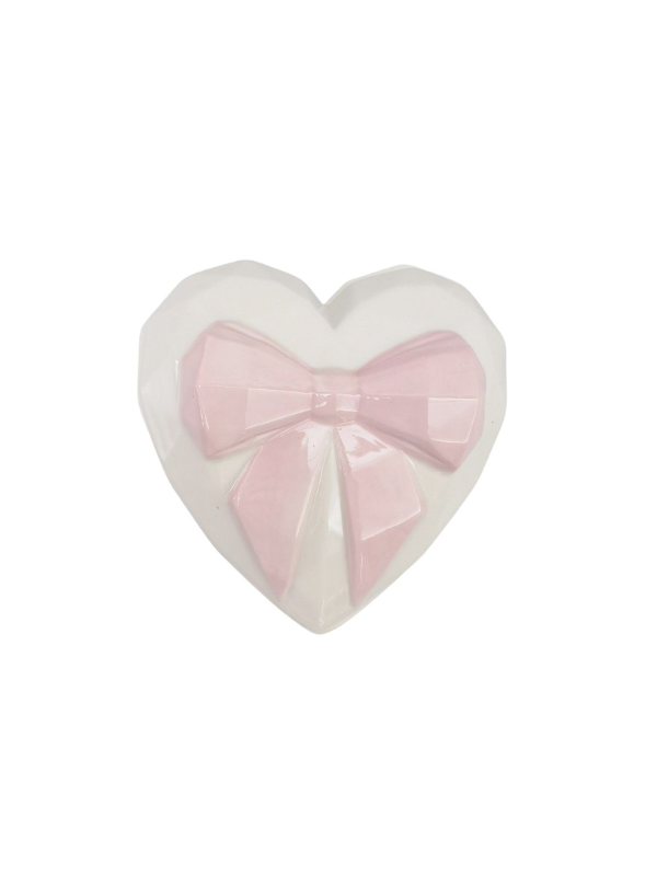 Urban Products Bow & Heart Trinket Box Pink & White 7cm