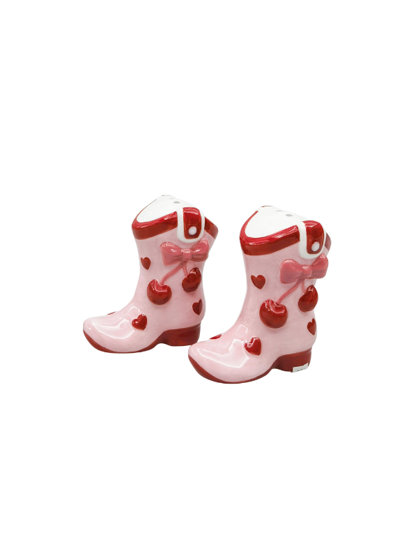 Urban Products Cherry Boot Salt & Pepper Shakers Pink