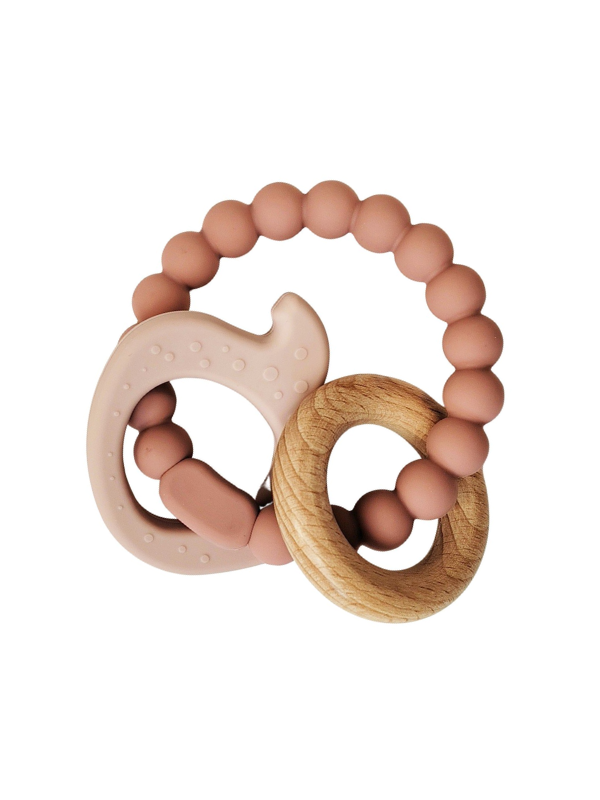 Urban Products Elephant Teether Ring Pink & Natural