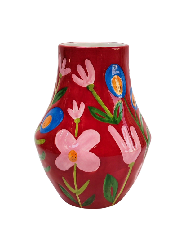 Urban Products Naive Floral Vase Red
