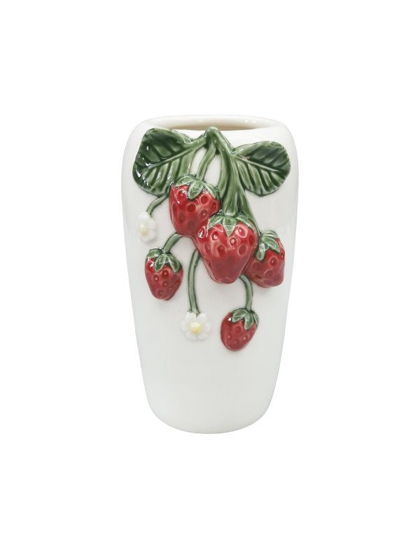 Urban Products Strawberry Vase White & Red 20cm