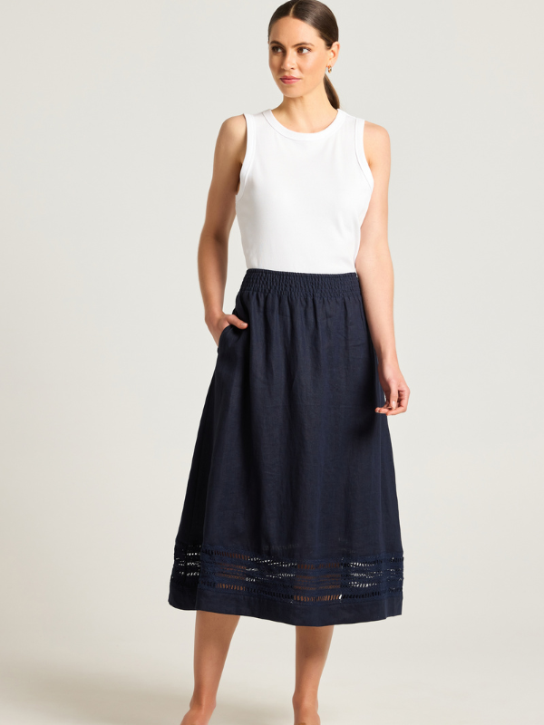 Yarra Trail Daisy Skirt Navy Front