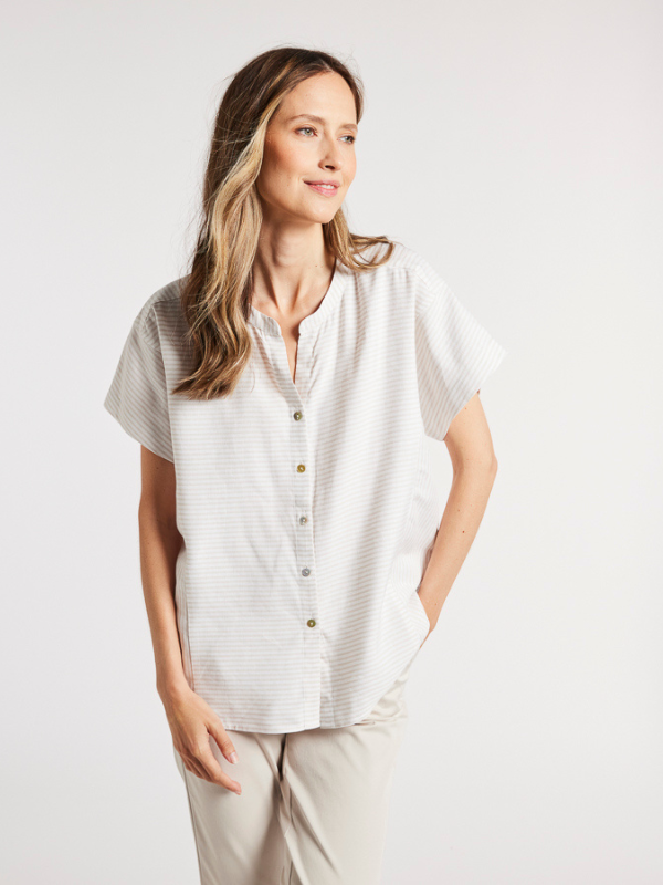 Yarra Trail Paris Shirt Stone & White Detail