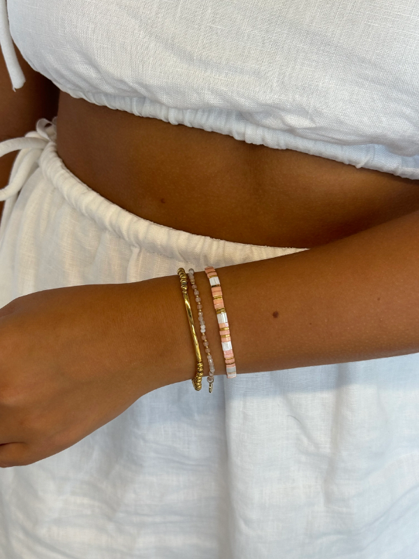 Zafino Tile Bracelet Pink & Gold (model)