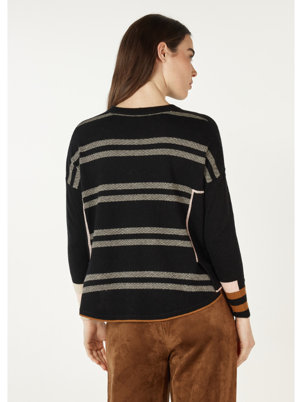 Zaket & Plover Birdseye Trim Jumper Black Back