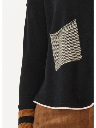 Zaket & Plover Birdseye Trim Jumper Black Detail