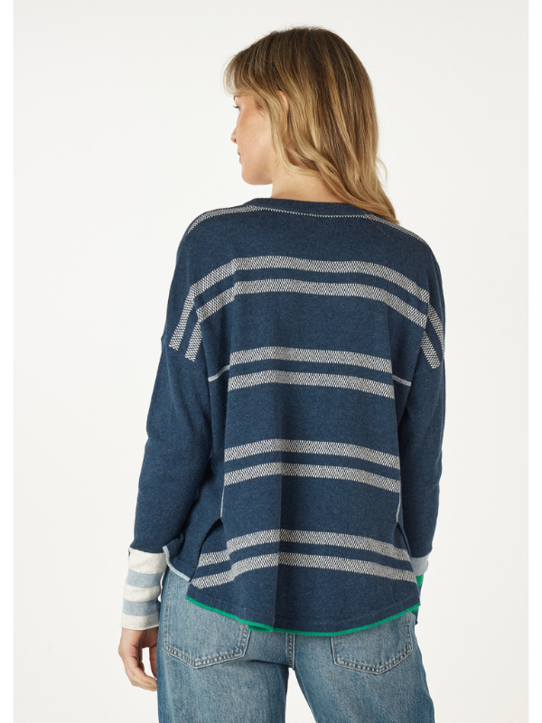 Zaket & Plover Birdseye Trim Jumper Denim Back