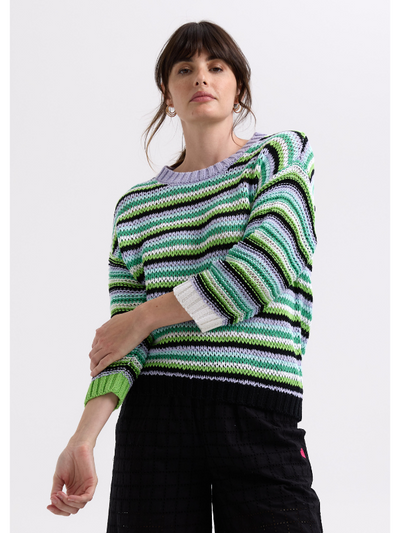 Zaket & Plover Chunky Stripe Jumper Lilac Front