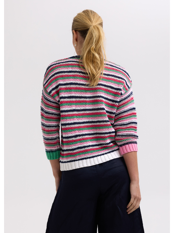 Zaket & Plover Chunky Stripe Jumper Navy Back