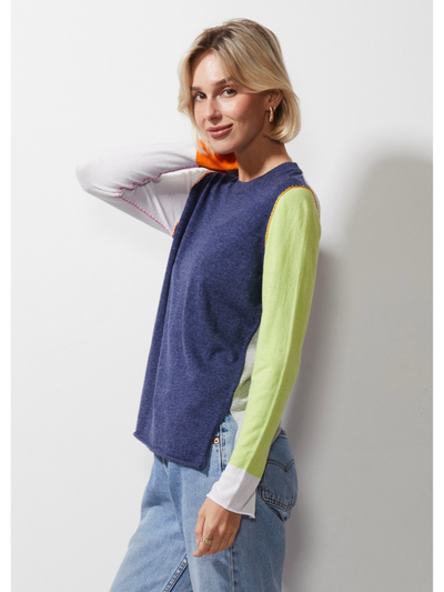 Zaket & Plover Colour Block Jumper Denim Side