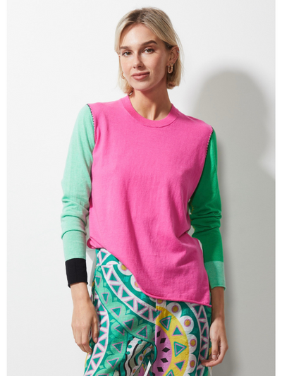 Zaket & Plover Colour Block Jumper Pink Front