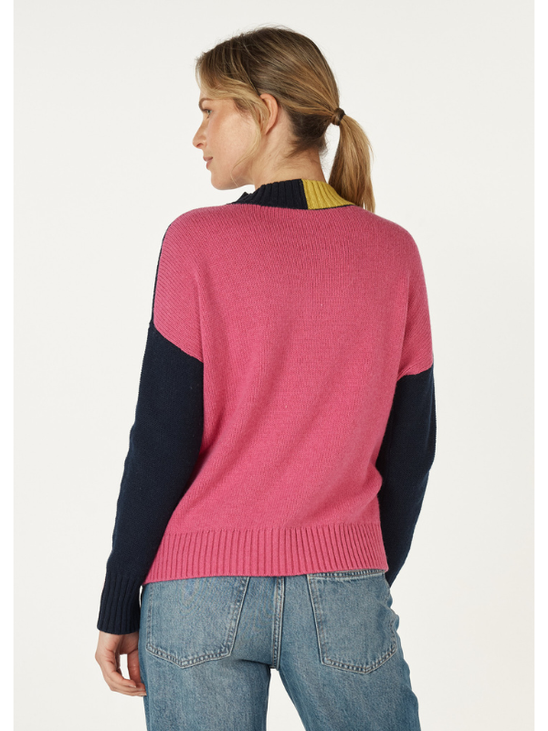 Zaket & Plover Colour Block Trim Jumper Navy Back