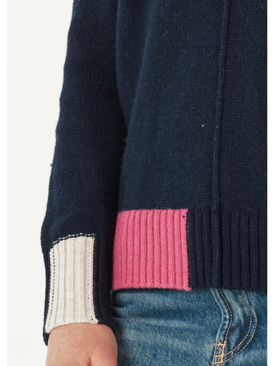 Zaket & Plover Colour Block Trim Jumper Navy Detail