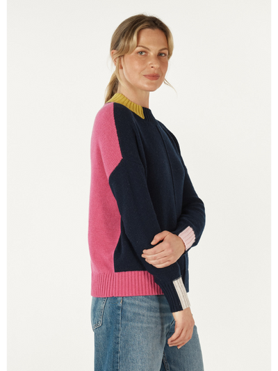 Zaket & Plover Colour Block Trim Jumper Navy Side