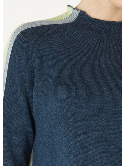 Zaket & Plover Contrast Funnel Neck Denim Detail