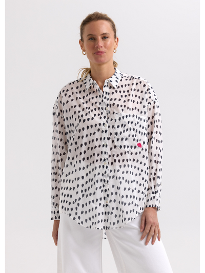 Zaket & Plover Cotton Voil Shirt White Love Front