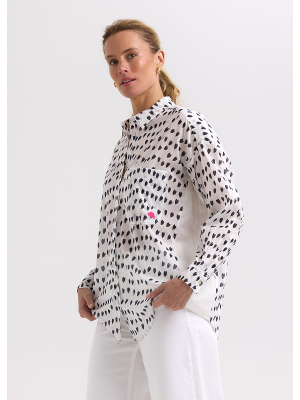 Zaket & Plover Cotton Voil Shirt White Love Side