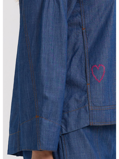 Zaket & Plover Denim Shacket Vintage Denim Detail